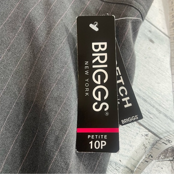 Briggs New York Dark Gray Pink Pin Strip High Waisted Petite Dress Pants NWT 10P - Picture 7 of 7